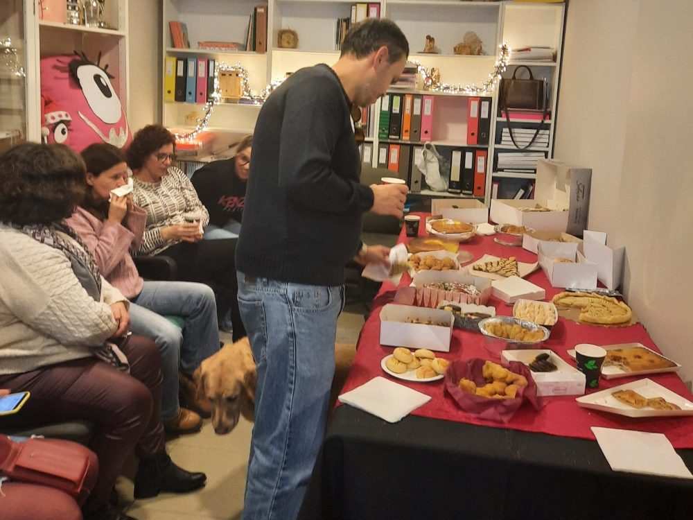 Vista geral da mesa do lanche